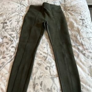 Spanx olive faux suede leggings